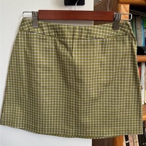Vintage Olive Plaid Mini Skirt